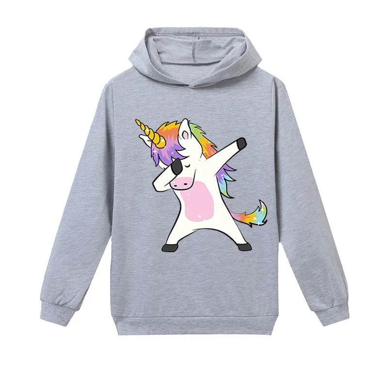Новинка 2019 худи с длинным рукавом и мультяшным принтом единорога Спортивный