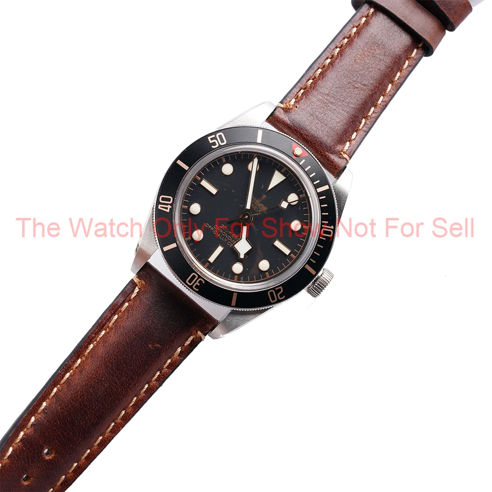 Rolamy 20 22mm Genuine Leather Replacement Wrist Watchband Strap Belt Loops Band Bracelets For Rolex Tudor Black Bay 58 Seiko