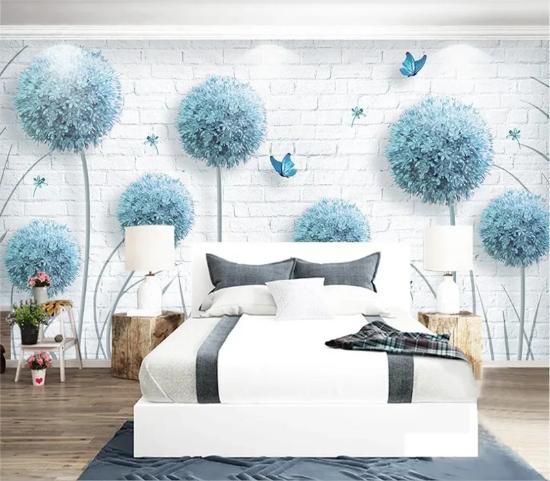 

Custom wallpaper 3D mural Nordic minimalist dandelion hand-painted floral background wall decoration