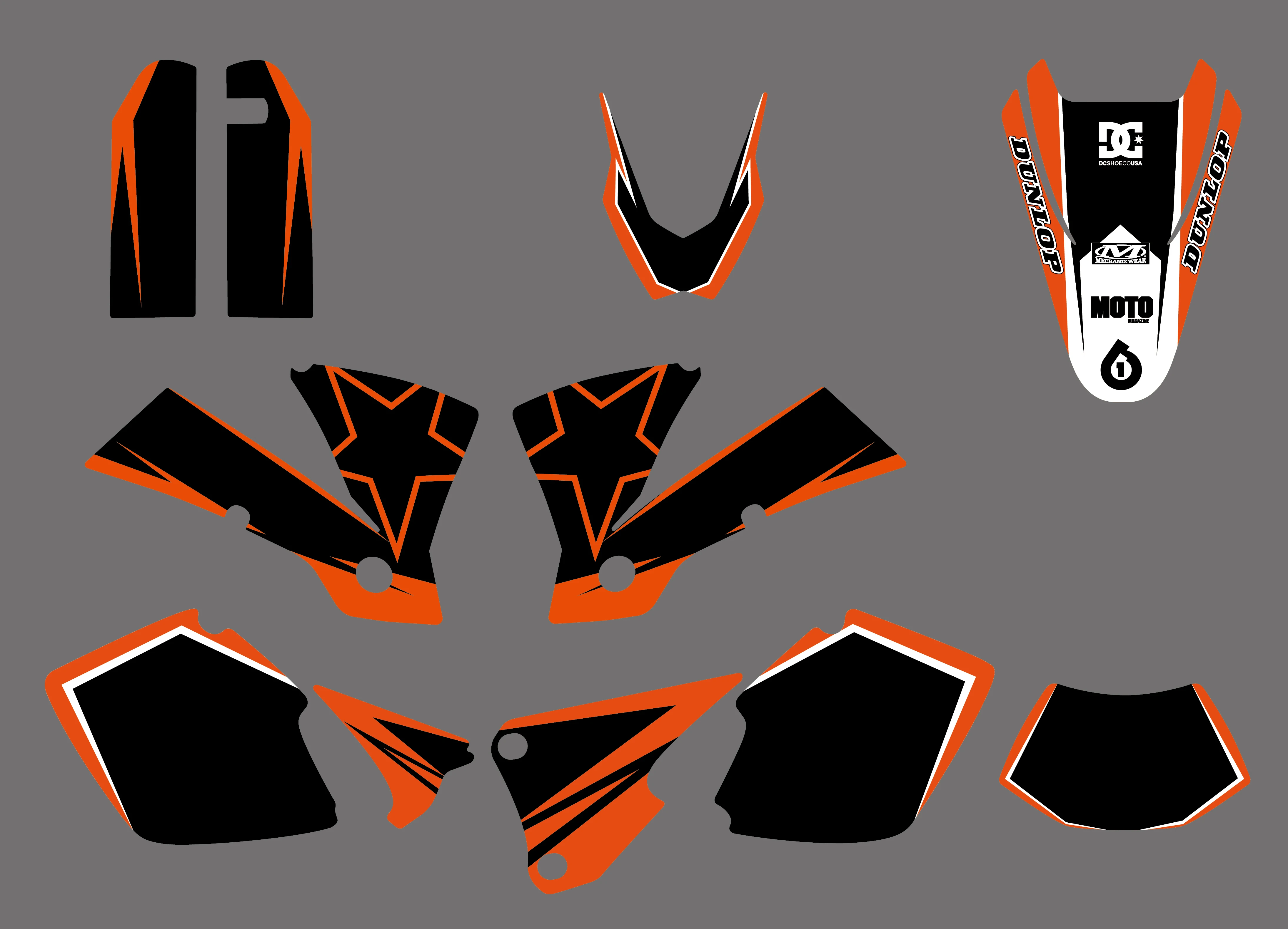 

new style (0419 Orange&Black ) TEAM GRAPHICS & BACKGROUNDS DECALS FOR KTM 125 200 250 300 400 450 525 EXC 2003