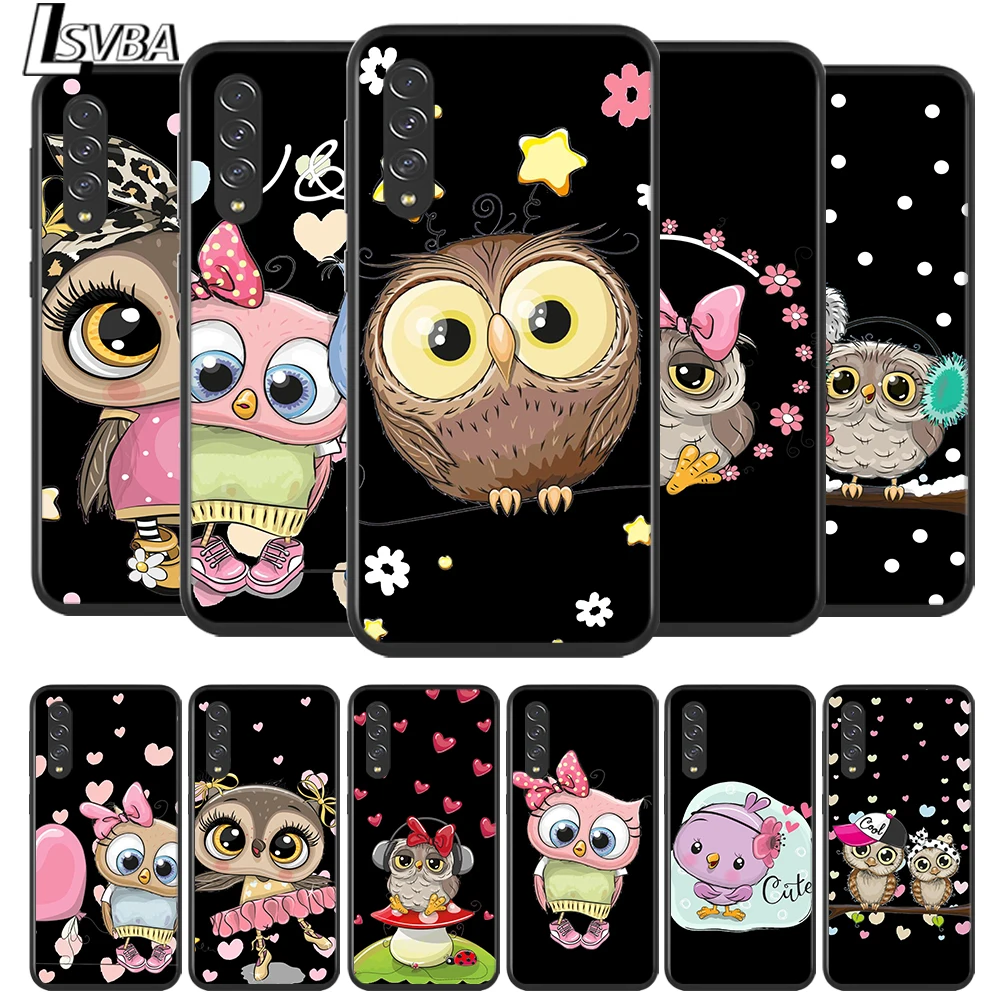 

Lovely Animal Owl for Samsung Galaxy A90 A80 A70 A60 A50 A40 A20 A2Core A10 M31 M21 M60 M40 M30 Black Phone Case