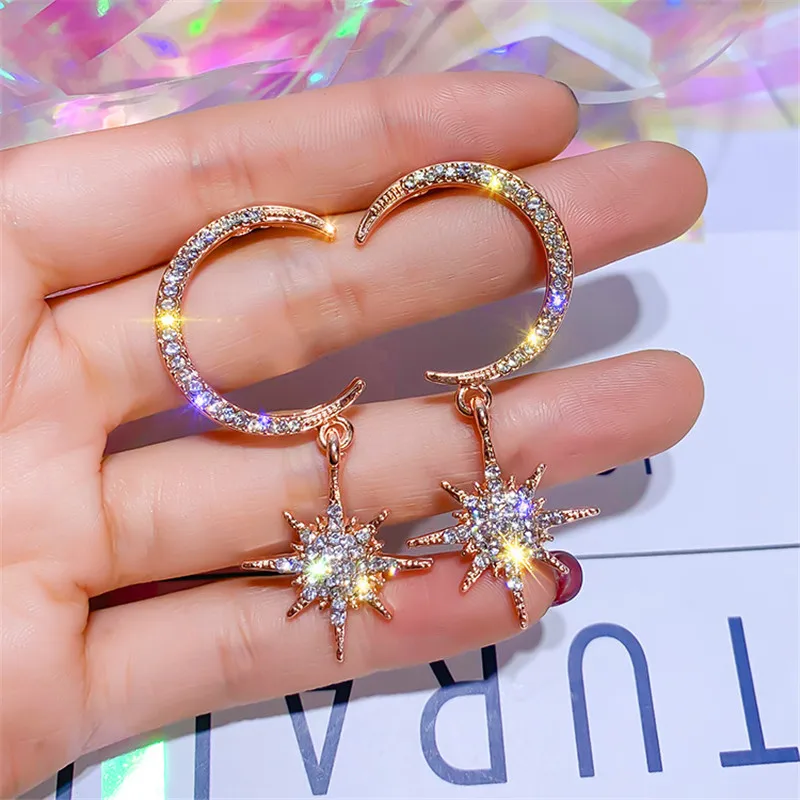 Женские серьги подвески в виде луны и звезд|Серьги-подвески| |