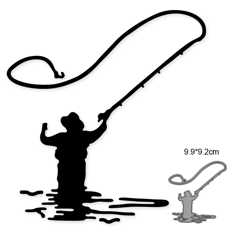 

Craft dies metal cutting dies cut die mold Fishes Man Fishing Boat Scrapbook paper craft knife mould blade punch stencils dies