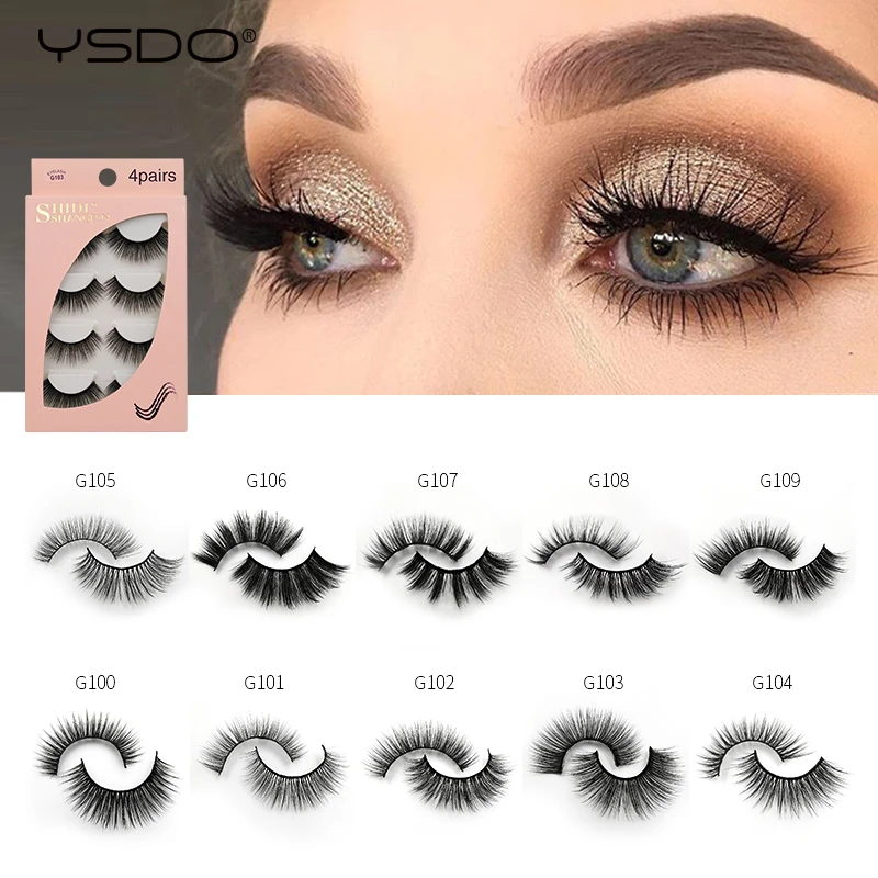YSDO Lashes 4 пары ресниц натуральные длинные 3d норковые ресницы искусственные cils норковая лента накладных ресниц 3d накладные ресницы макияж объем cilios