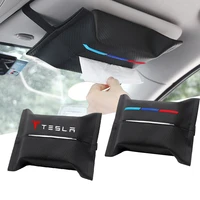car storage tissue box sun visor seat backrest armrest carbon fiber for tesla model 3 y x s auto accessories car styling