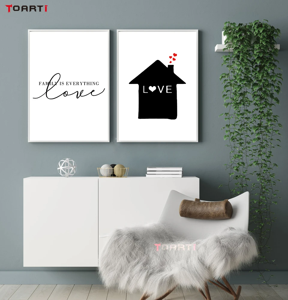 Печатные плакаты с семейными цитатами современная картина буквами любви на