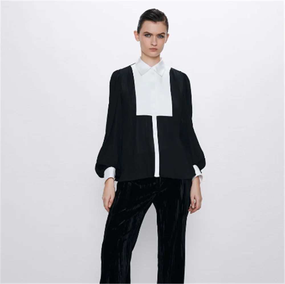 2020 ZA женская рубашка модная новая весенняя прошитая передний карман бохо