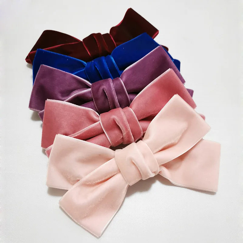 12 шт. смешанные цвета бархат бант для волос подростков элегантные женские