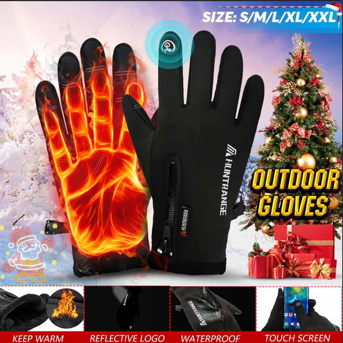 

Зимние уличные спортивные теплые перчатки с сенсорным экраном и полным пальцем, водонепроницаемые перчатки для автомобиля, мотоцикла, скут...