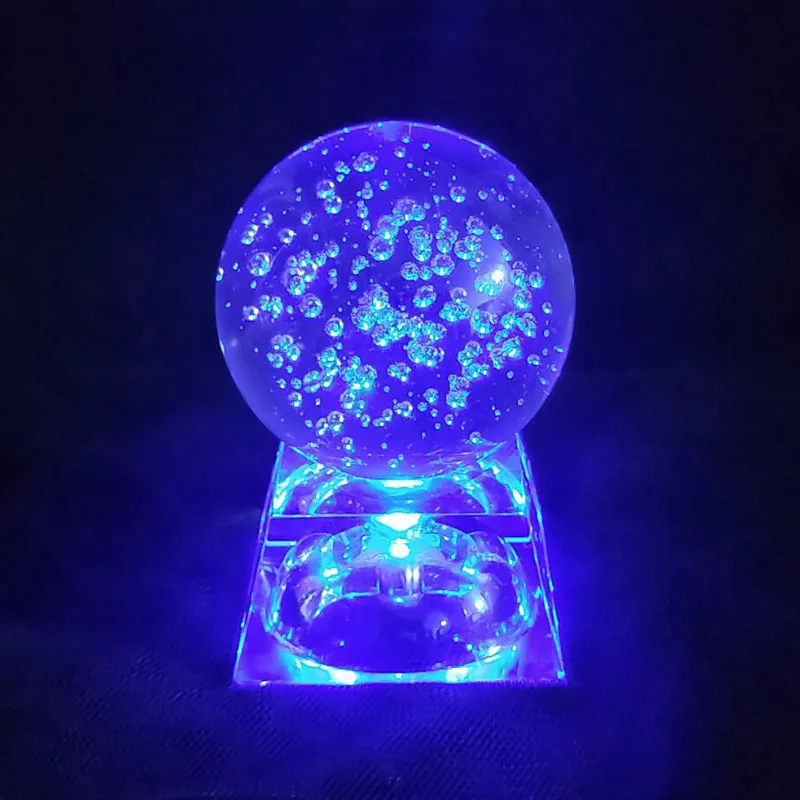 6CM Diameter Bubble Glass Ball Colorful LED Lighting Crystal Base Christmas New Year Home Decoration Accessories Birthday Gifts | Дом и сад