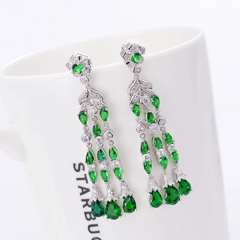 

бижутерия для женщин Fashion Wedding Party Bridal Tassel Earrings Luxury Zirconia Flower Earring Women Long Dangle Jewelry