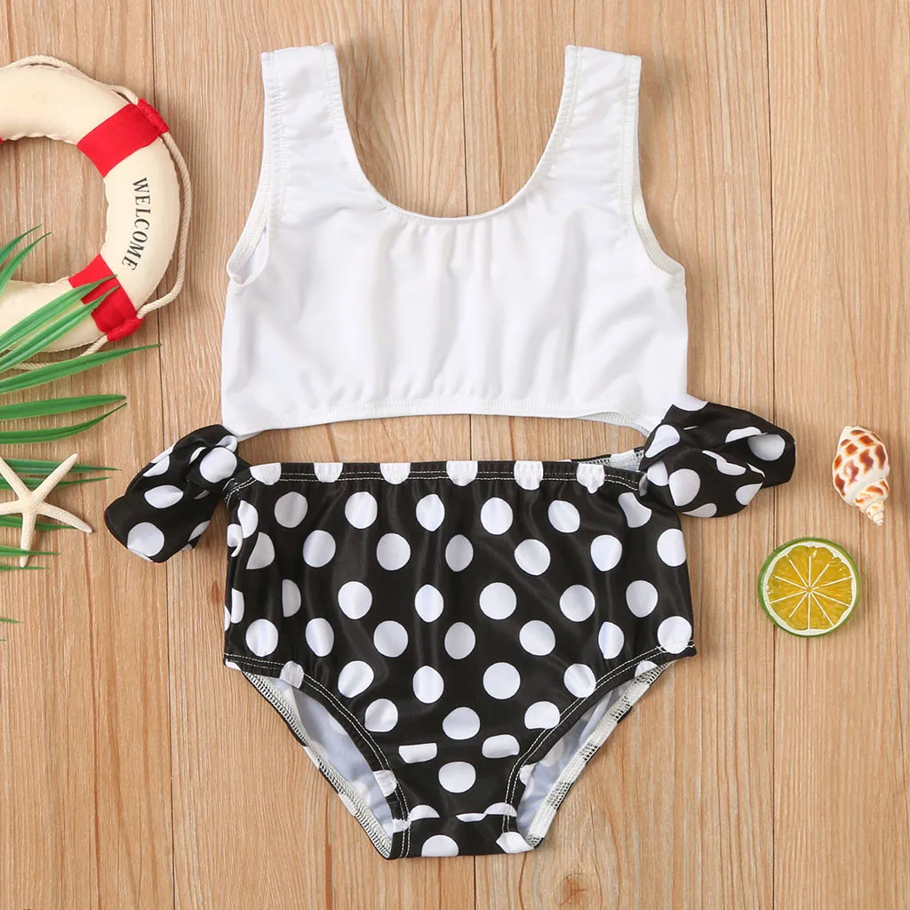 Милые купальные костюмы в горошек для маленьких девочек модель 2020 бикини TwoPiece