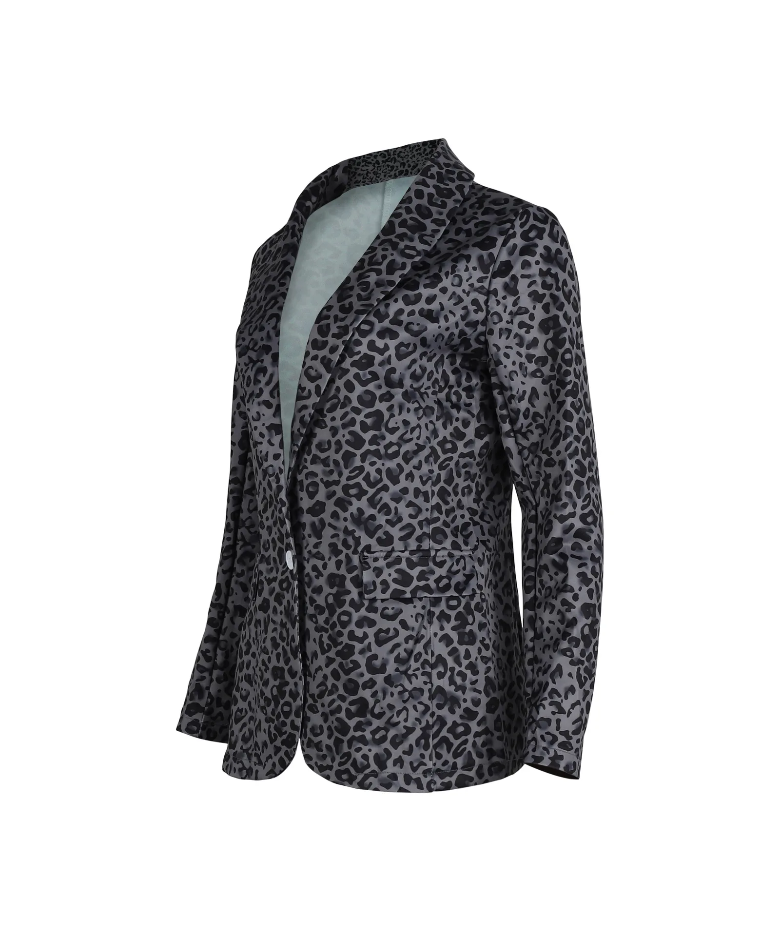 Women's Fashion Lapel Suit Jacket Leopard Cardigan Blazer Office Lady Business Formal Suit Coat Autumn Long Sleeve Slim Jackets