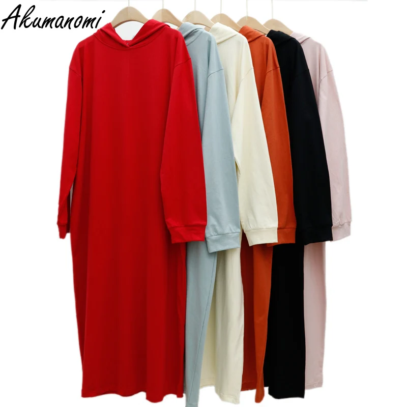 Женское Хлопковое платье с длинным рукавом повседневное свободное винтажное