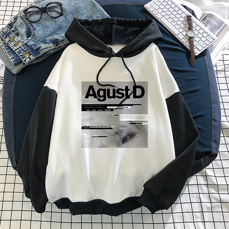 

Oversized Hoodies Korean Style KPOP Agust D Letter Print Women Harajuku Autumn Winter Clothes Tracksuit Streetwear Sweatshirt