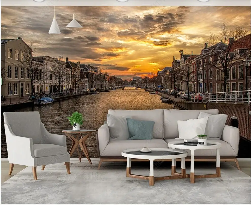

custom mural 3d photo wall paper European town water city landscape living room Wallpaper for walls in rolls home decor