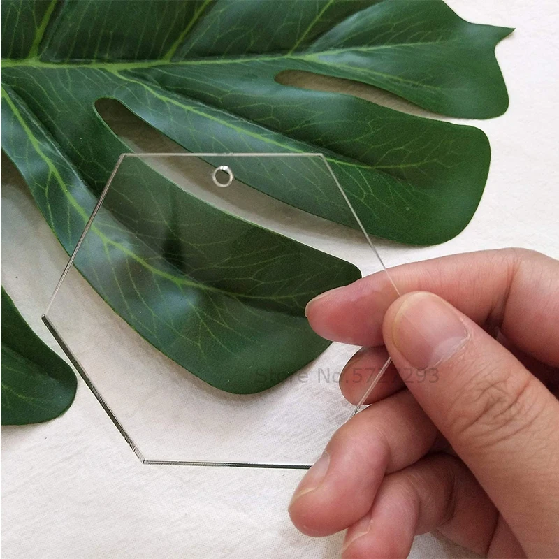 

Transparent DIY Blank Acrylic Keychains Hexagon Christmas Tree Decoration Clear Ornaments