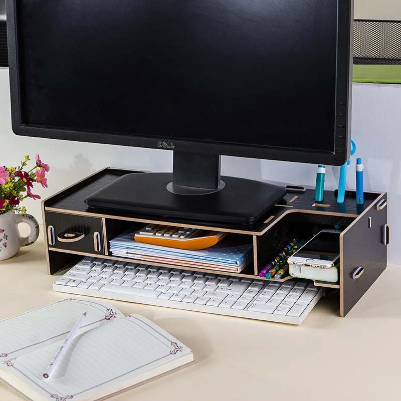 

Desktop Storage Box, Drawer Stand, LCD Monitor Organizer, Desktop Computer Base, Space Saver, Computer Accessories