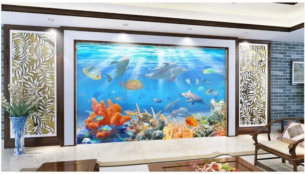 3D фрески обои на заказ фото HD подводный мир Дельфин фон настенные бумаги декор