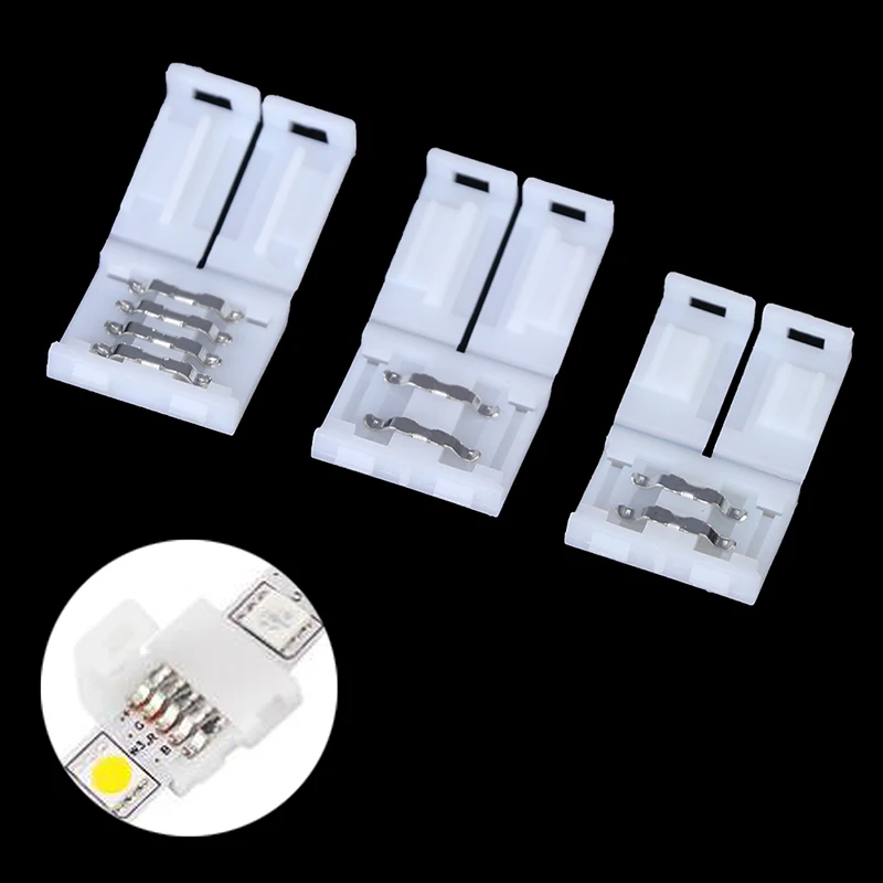 10Pcs LED Strip Light 2PIN 4PIN Free Soldering LED Connector Corner Connector