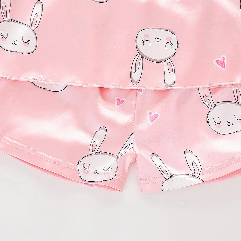 Шелковая майка принцессы для маленьких девочек Пижамный костюм Детская летняя