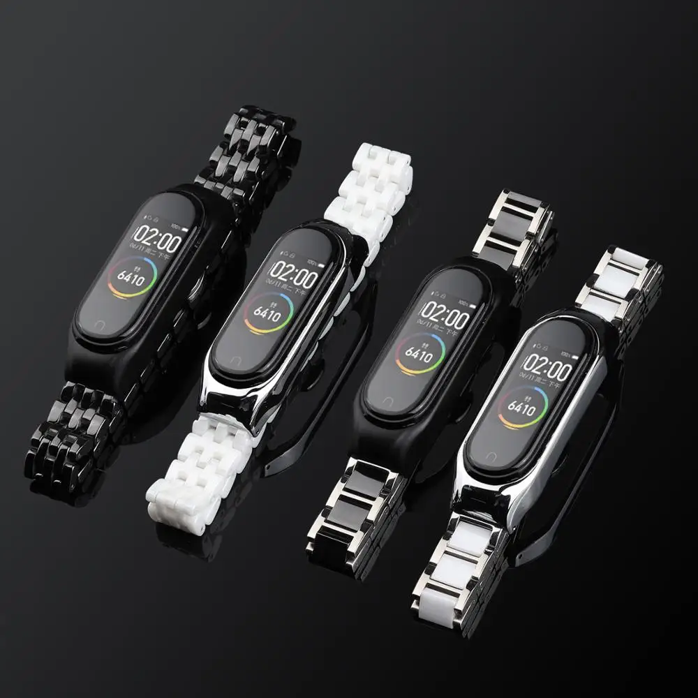 Ремешок керамический из нержавеющей стали для Xiaomi Mi Band 4 2020 | Наручные часы