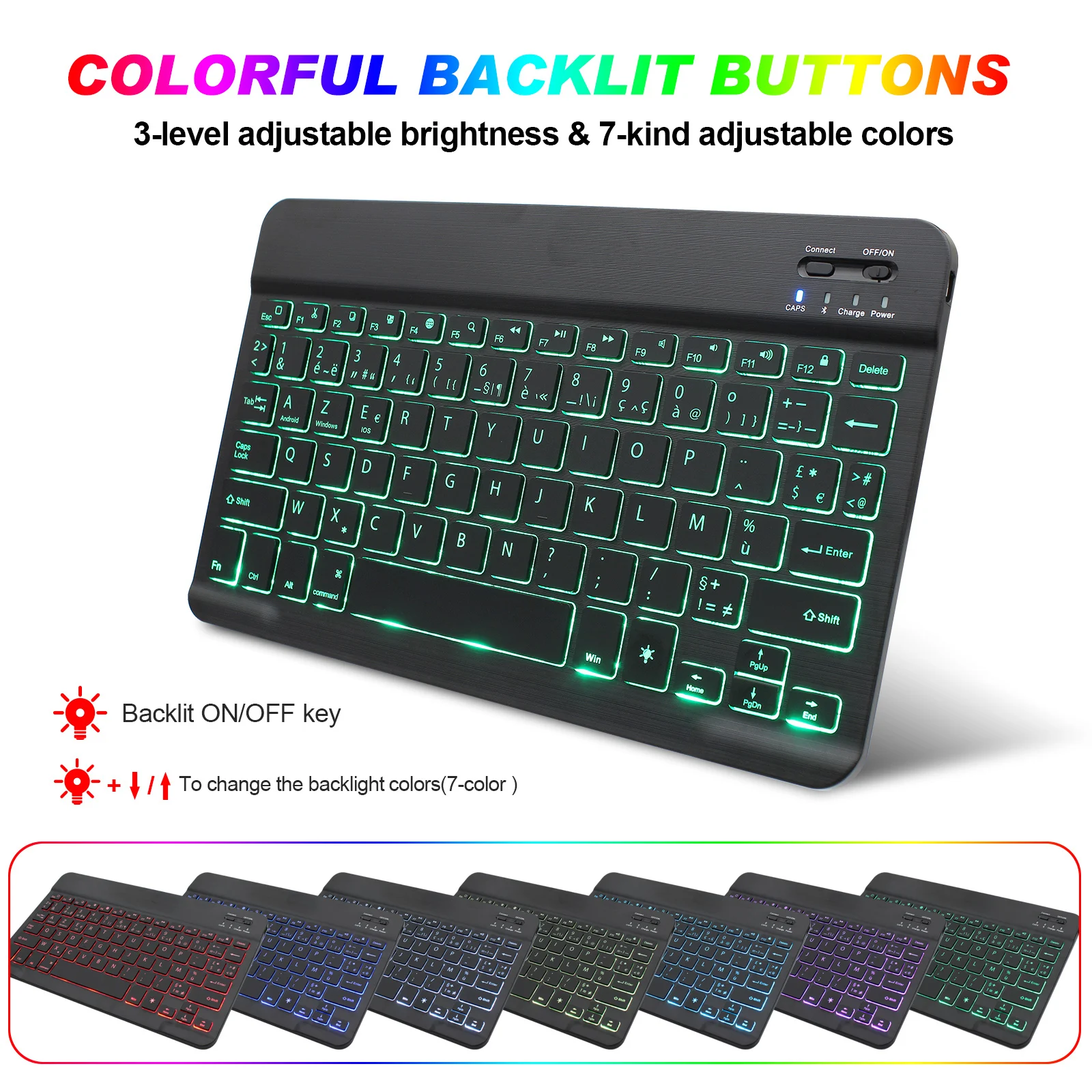 Клавиатура Zienstar AZERTY аккумуляторная с поддержкой Bluetooth и светодиодный Ной