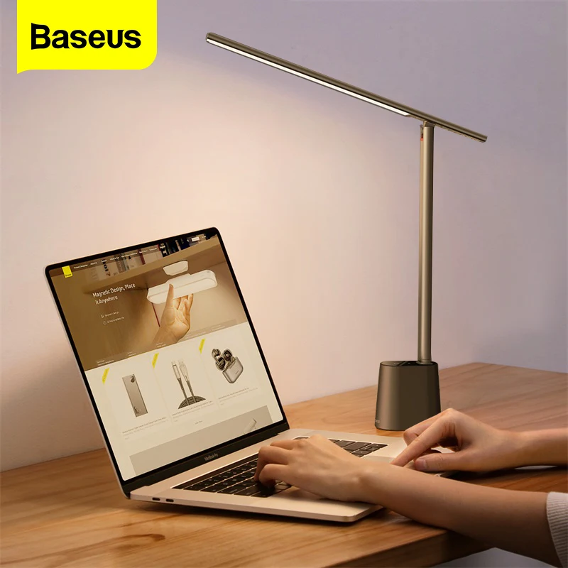 

Baseus LED Bright Table Lamp Eye Protection Smart Desk Lamps For Bedroom Office Room Reading Study Work Rechargeable Night Light