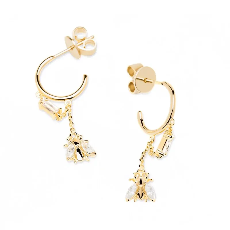 

AIDE Fashion Bee Dangle Earings Ladies Insect Drop 925 Sterling Silver Earrings For Women Jewelry Christmas Gift pendientes