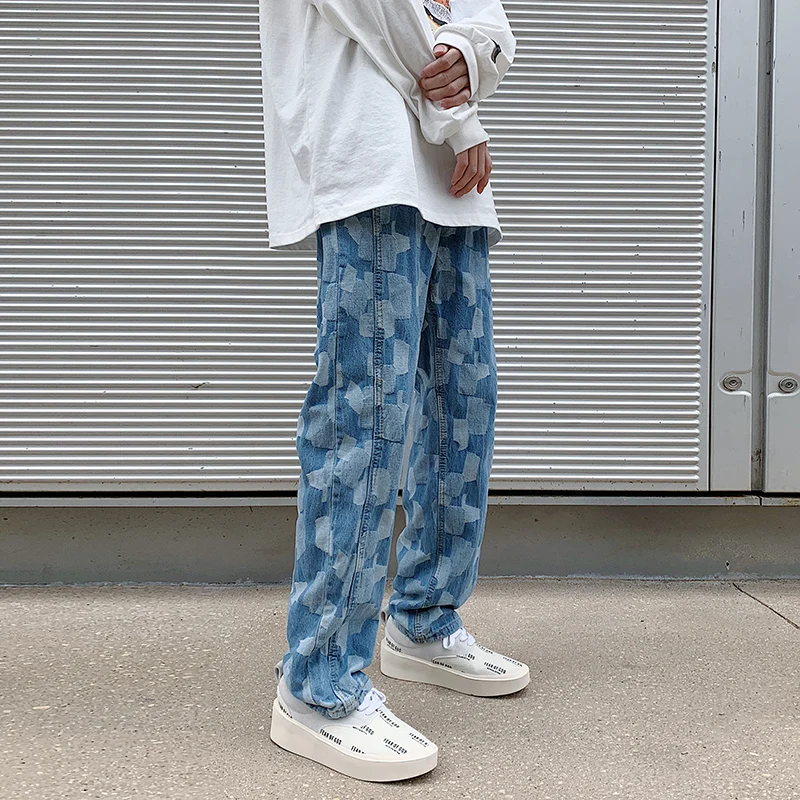 

Hip Hop Men's Graphic Printed Jeans Woman 2020 Autumn Fashion Trousers Casual Oversize Korean Streetwear Male Pants