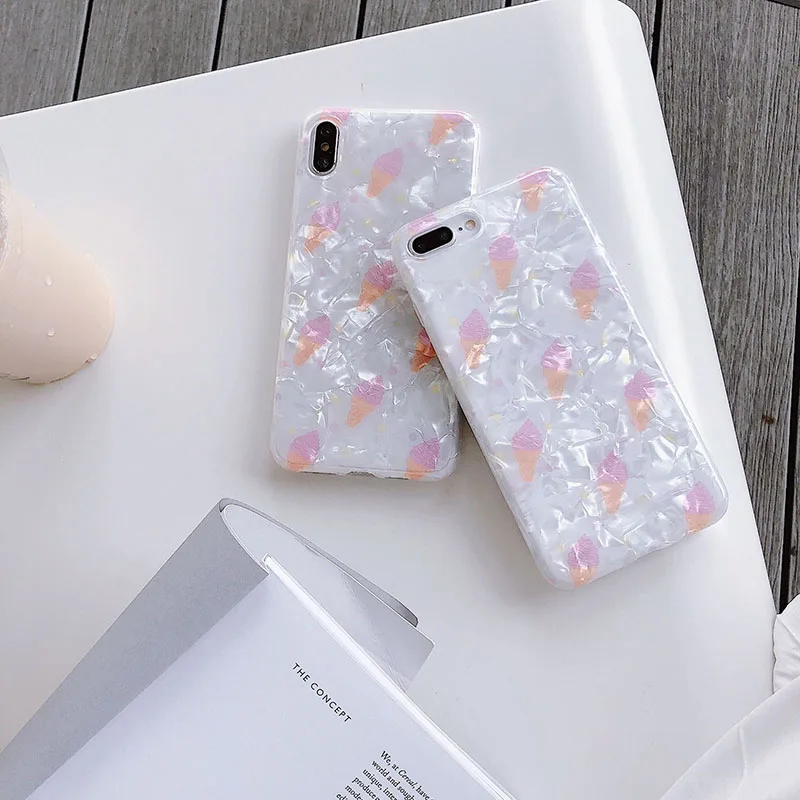 Простой чехол для телефона с рисунком мороженого iPhone 6 6s 7 8 Plus X Xs XR Max мягкий из ТПУ