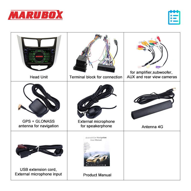 MARUBOX 7A300PX5DSP 2 Din Android 10 0 4G Оперативная память 7 &quotдля HYUNDAI Solaris 2012 2016 акцент верна