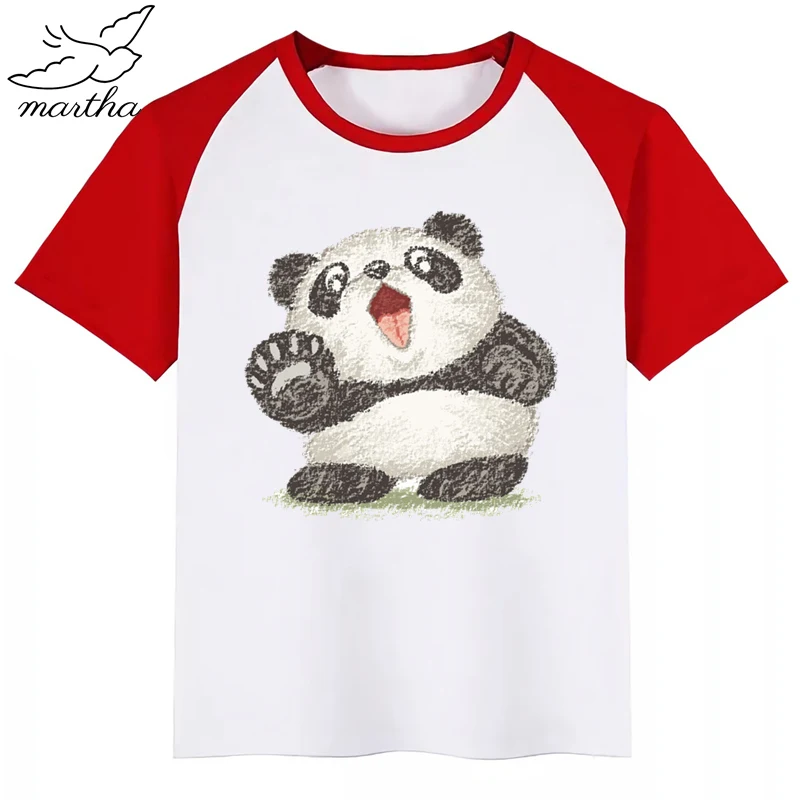 Детские летние топы для мальчиков и девочек футболка с акварельным принтом панды
