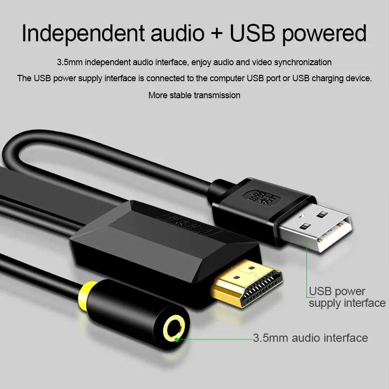 HDMI в VGA кабель HD видео сплиттер 3 5 мм аудио поддержка адаптер конвертер для