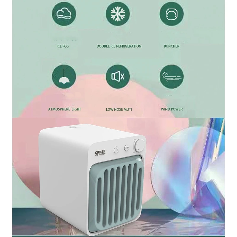 

Top Sale Portable Humidifying Spray Fan Air Cooler Fan Air Conditioner Desktop Purifier for Bedroom,White+Green