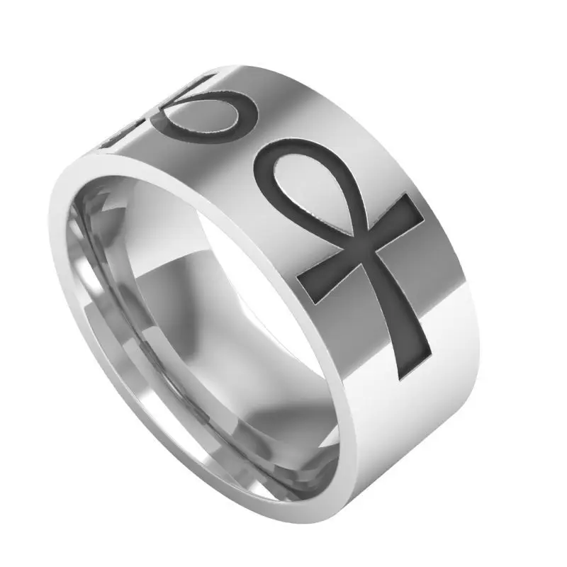 Мода амулет ювелирные изделия египетские Ankh тигель кольца палец титановая сталь