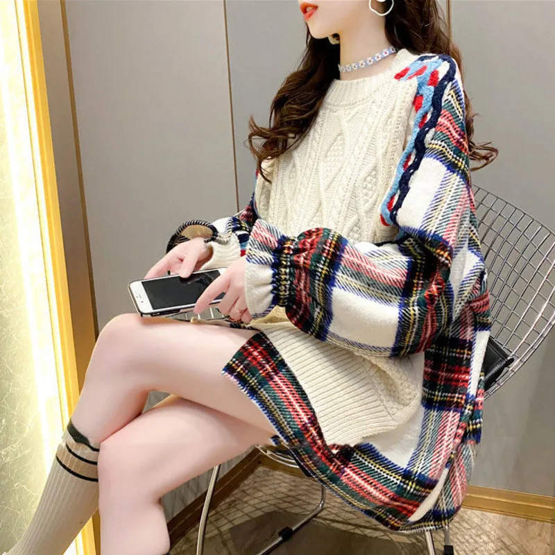 Свитер с имитацией двух предметов для девушек свободный улицы Осень-зима 2021