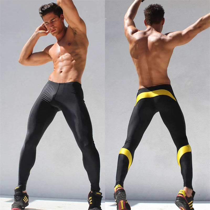 Men Compression Pants Dry Cool Sports Baselayer Running Workout Active Tights Ruched Leggings Yoga Breathable Gym Clothing | Спорт и