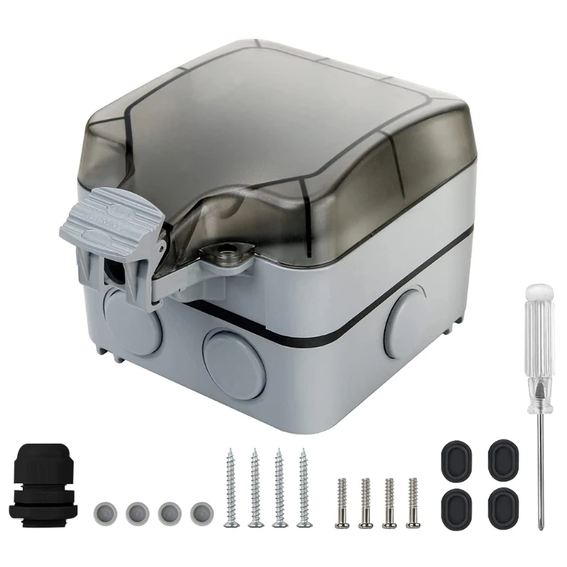 

Weatherproof Outdoor Sockets Waterproof Power Socket IP66 Wall Electrical Outlets with Cover Applicable Garden&External