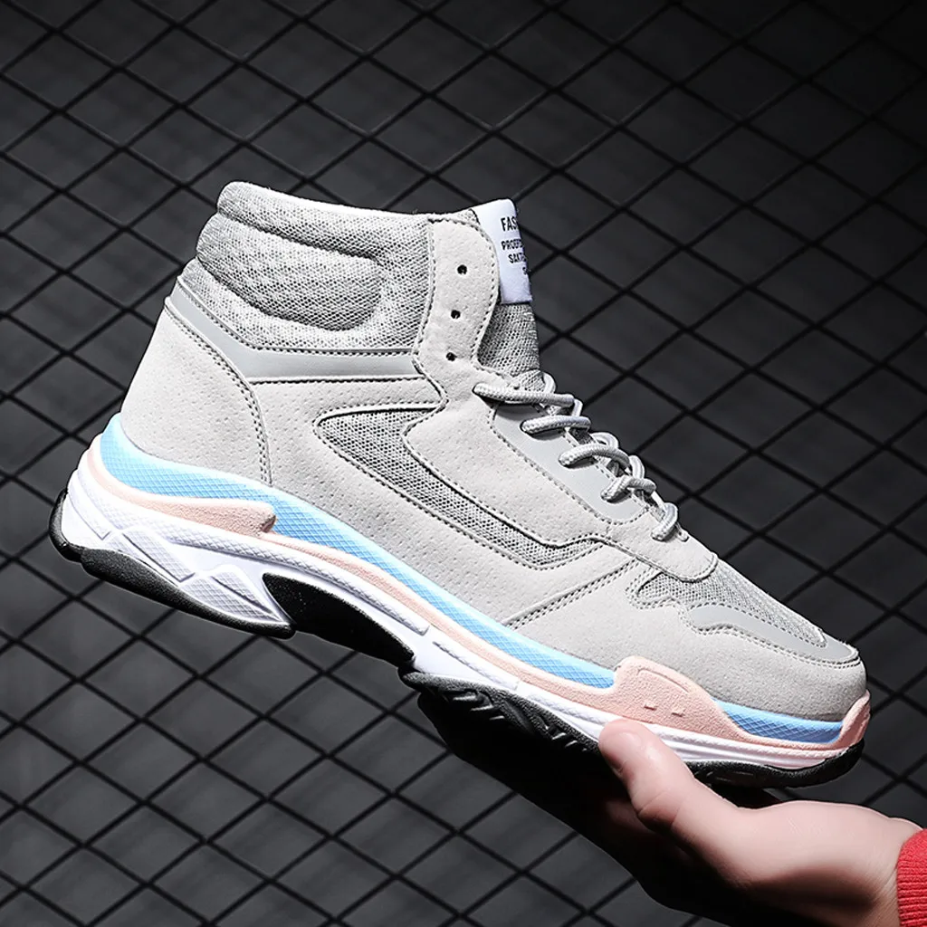 

New Breathable Basketball Running Shoes for Men Thick Bottom Sneakers Men Outdoor Sport Shoes Male Hi-Top Jogging Shoes