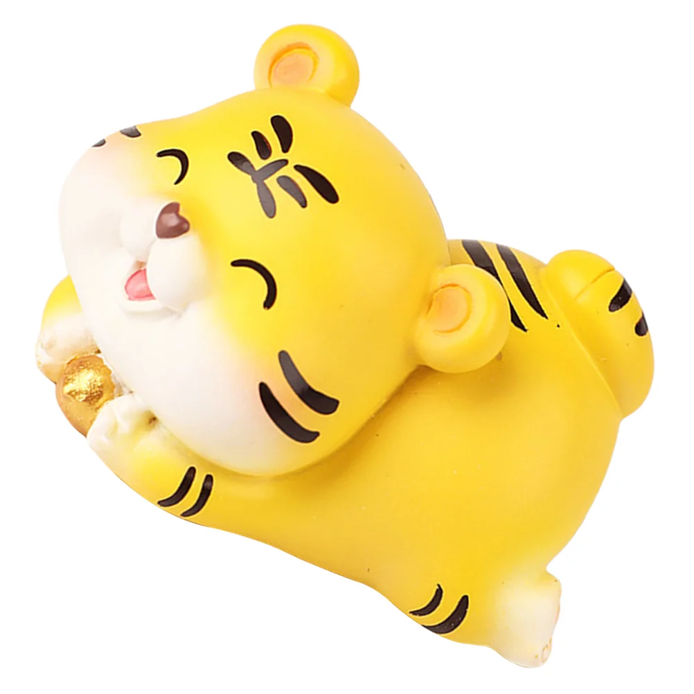 

1 Pc Tiger Adornment Cartoon Tiger Model Simulation Tiger Ornament Resin Crafts