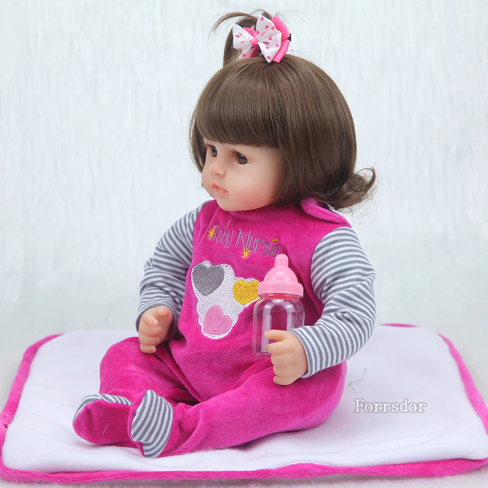 18''charm reborn baby Bonecas реалистичное детское платье с бантом силиконовая кукла
