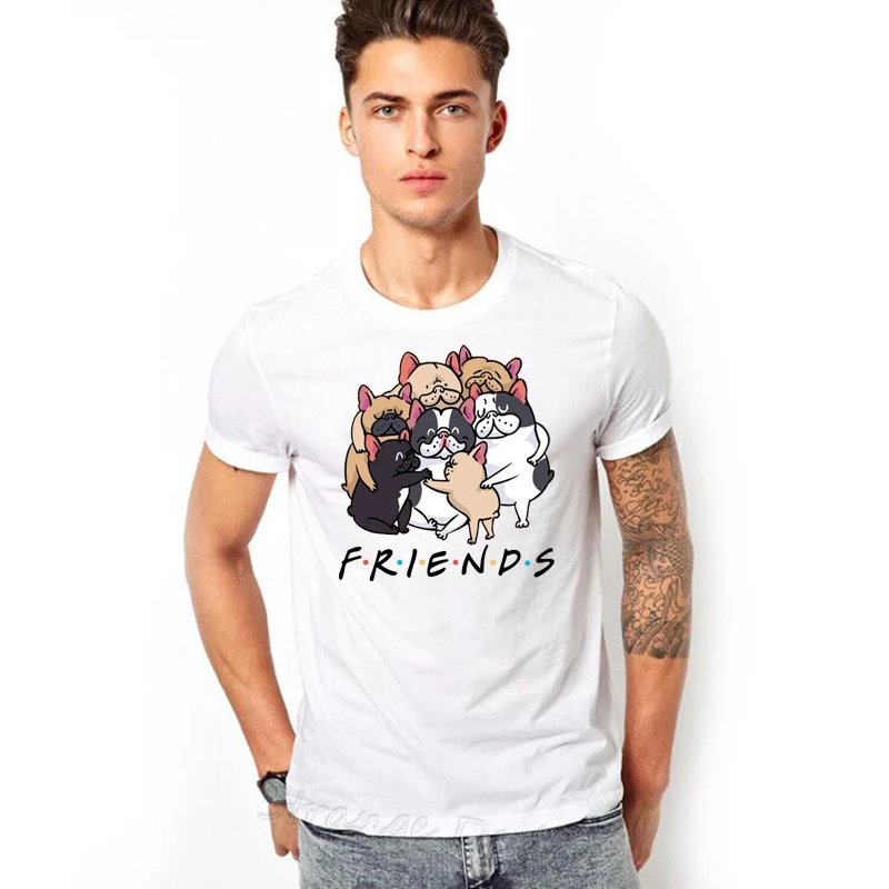 

French Bulldog Friends Funny T Shirt Men Harajuku Cute Aesthetic T-shirt Fashion Print Tshirt Tops Male ulzzang Clothing