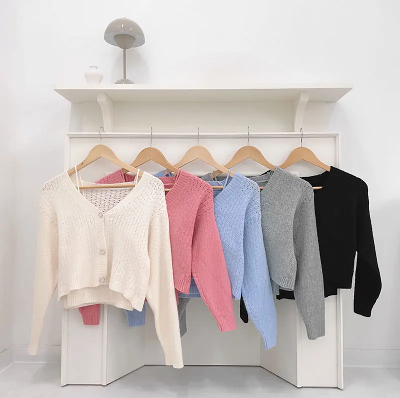 Женский короткий кардиган куртка Осенний новый вязаный укороченный топ на