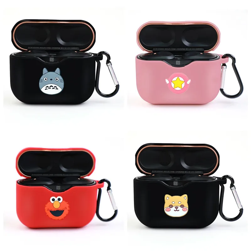 

Cute Earphone Case For Sony wf 1000xm3 Silicone Protective Case Wireless Bluetooth Earphone Portable Cover With Hook