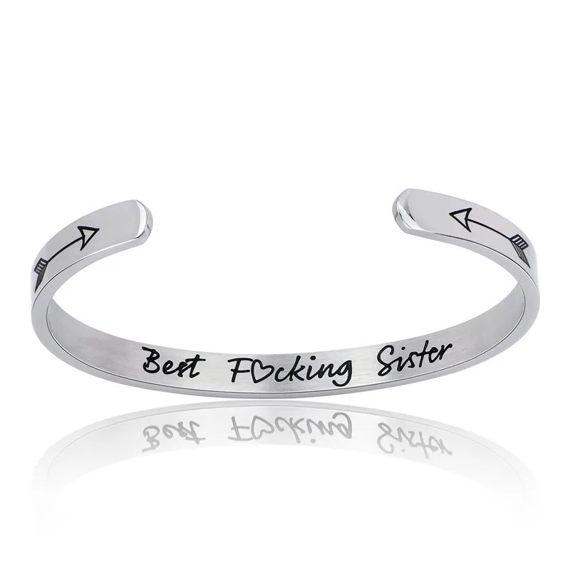 Style 2 Best Friends Bracelet Cuff Bangle Friendship BFF Bracelet Not Sisters By Blood But Sisters By Heart Jewelry for Women Girls - Окраска металла: Style 2