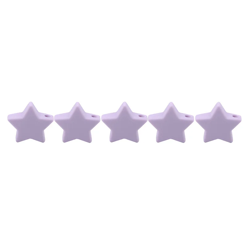 

New 5Pcs/Pack Star Shape Silicone Beads Food Grade Teether Beads Baby Teething Chewable Cartoon Beads Dental Care Baby Teethers