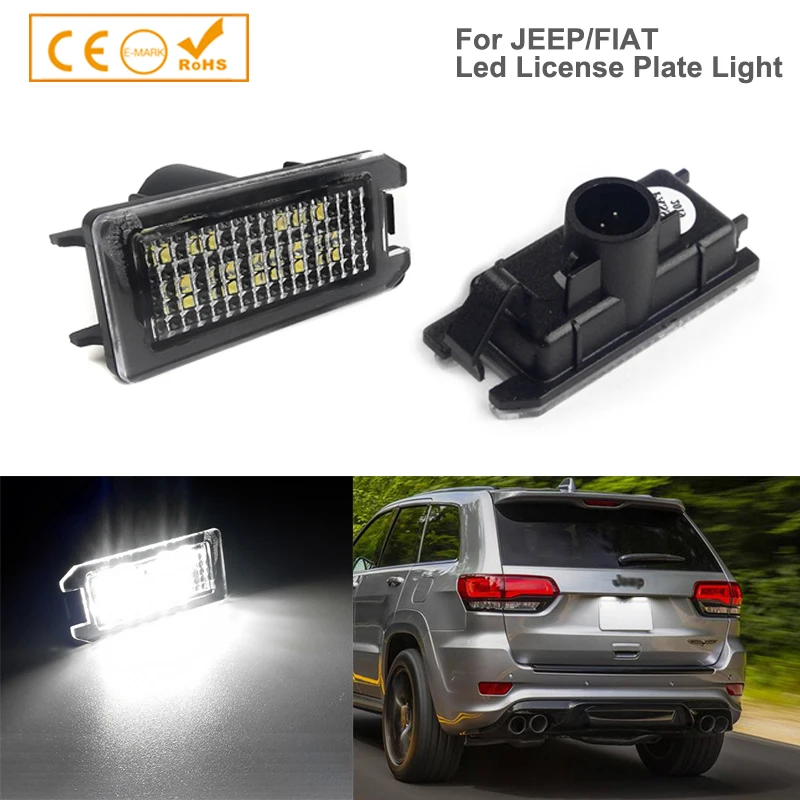 

2Pcs For Fiat 500 LED License Plate Lights Car Number Lamps For Jeep Grand Cherokee Compass Patriot Dodge Viper Auto Accessories