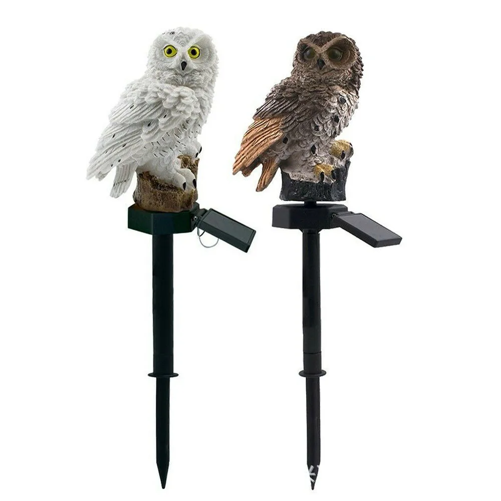 

2 Colours Outdoor Garden Sculptures Lamp Owl Shape for Garden Decoration Waterproof Bird Resin Yard Garden Decor Sculptures