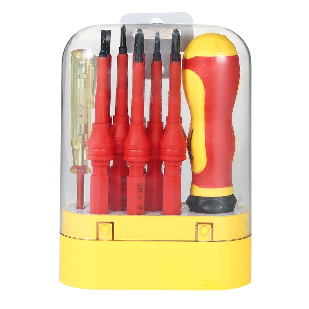 

PENGGONG 10pcs 500V Multi-functional Insulated Screwdrivers Set with Magnetic Slotted Phillips Torx Bits and Test Pencil